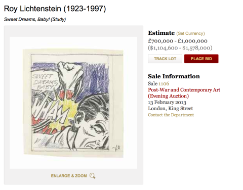 Lichtenstein at Christies 